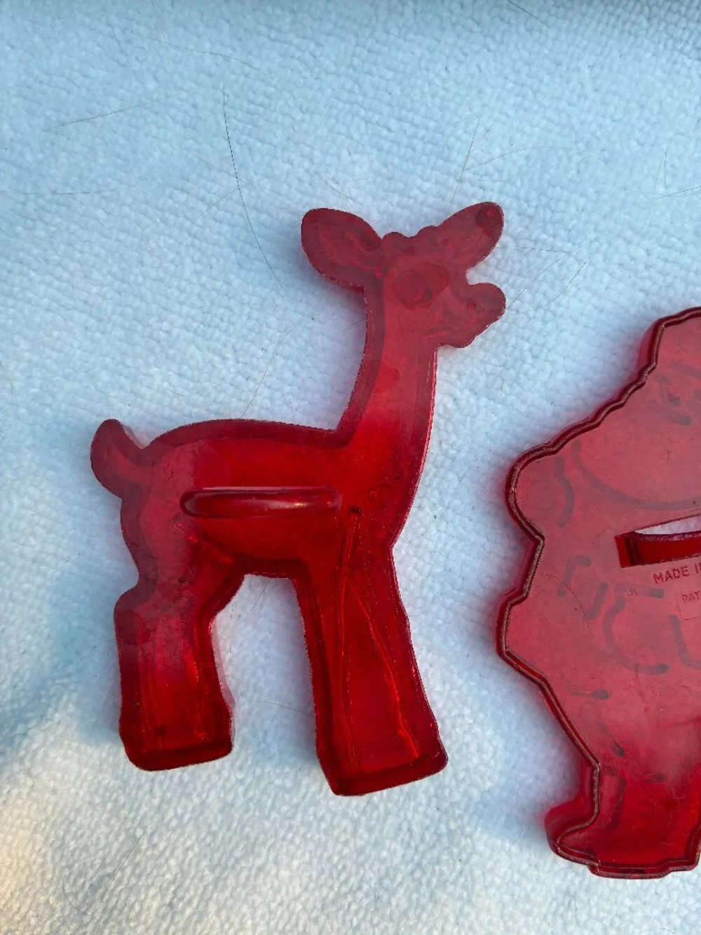 Set of Two Cookie Cutters Original Montgomery Ward Looking Rudolph and Santa